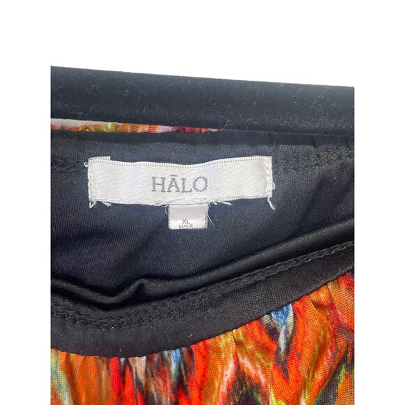 Halo Strapless Chevron Maxi Multi Fall Color Ruffle Top Elastic Belted Waist XL - Picture 10 of 11